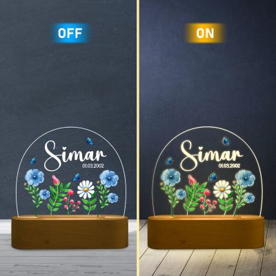 Personalized Name Led Lamp Gift for Girls, Boys, Kids, Girlfriend, Boyfriend, Husband, Wife Custom Name Light Bedside Desk Table Lamp Warm White Light & Adapter